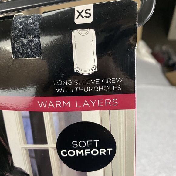 Cuddl Duds Long Sleeve Crew Soft Knit w/Thumb Holes Women's Size X-Small Gray - Picture 14 of 15